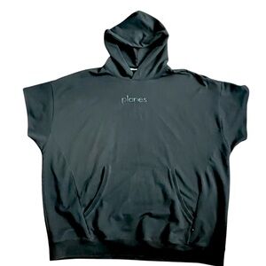 Paper Planes Hooded Short Sleeve Sweatshirt Streetwear Pockets Rap SZ 4X Blk